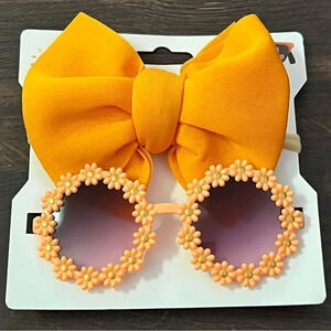 NEW daisy flower orange sunglasses and hairbow set